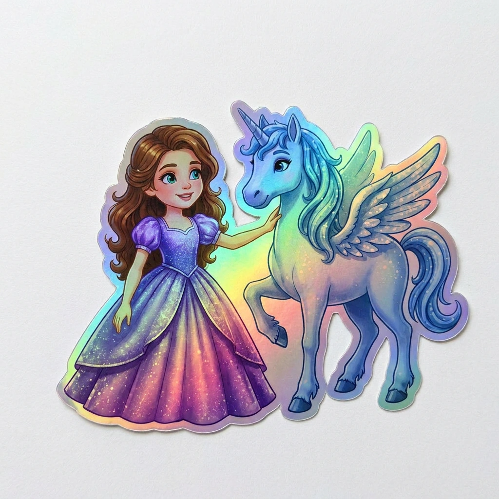 Mila Unicorn Holographic Sticker (3.71” x 3”) for Kids