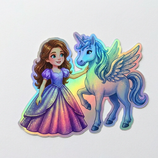 Mila Unicorn Holographic Sticker (3.71” x 3”) for Kids