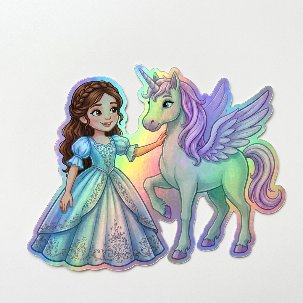 Millie Unicorn Holographic Sticker (3.71” x 3”) for Kids