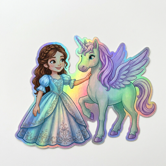 Millie Unicorn Holographic Sticker (3.71” x 3”) for Kids