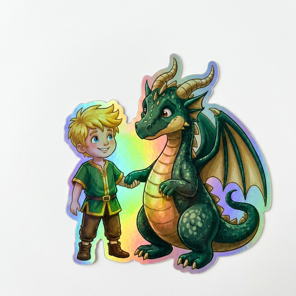 Mitchell Dragon Holographic Sticker (2.98” x 3”) for Kids