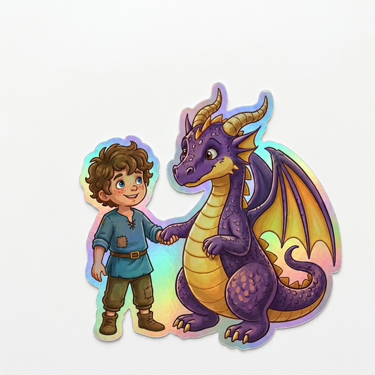 Mohamed Dragon Holographic Sticker (2.98” x 3”) for Kids