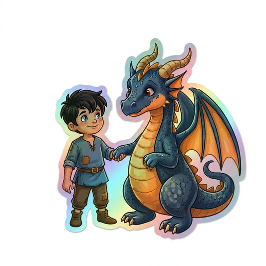Mohammed Dragon Holographic Sticker (2.98” x 3”) for Kids
