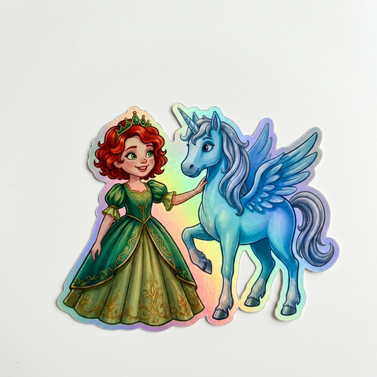Molly Unicorn Holographic Sticker (3.71” x 3”) for Kids