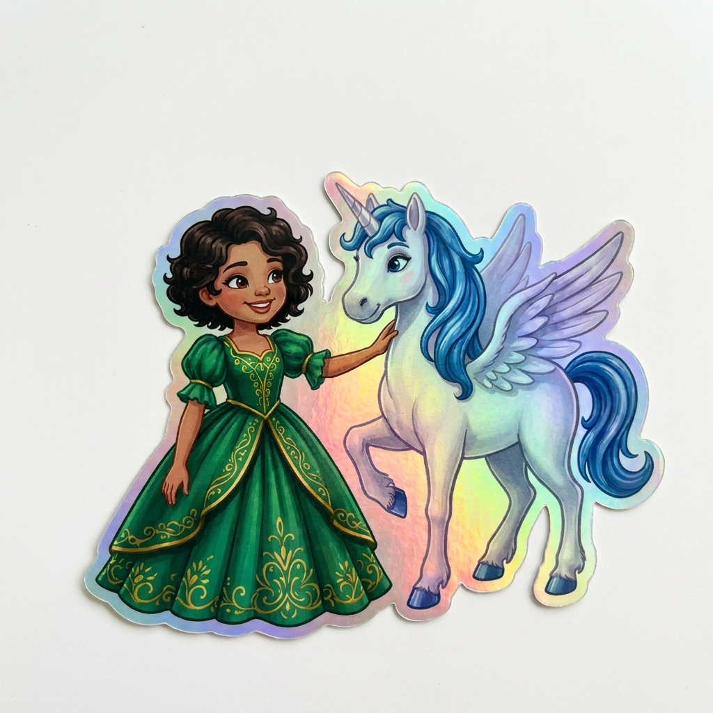 Monroe Unicorn Holographic Sticker (3.71” x 3”) for Kids