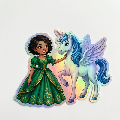Monroe Unicorn Holographic Sticker (3.71” x 3”) for Kids