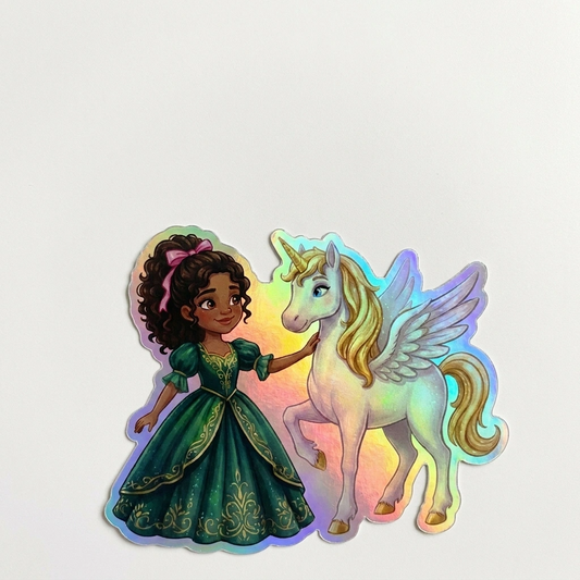 Morgan Unicorn Holographic Sticker (3.71” x 3”) for Kids