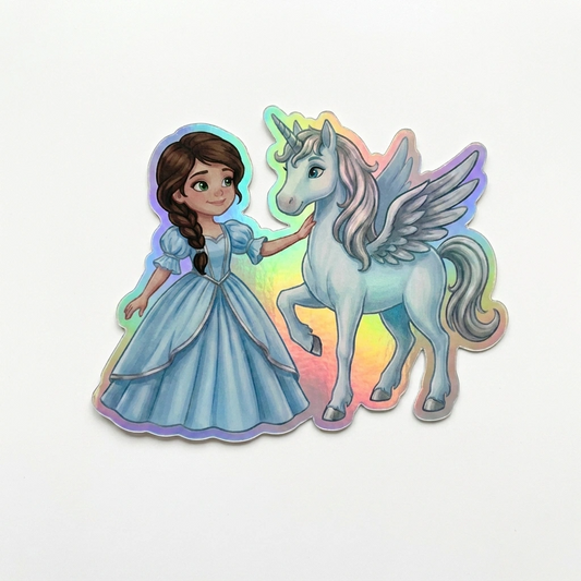 Myla Unicorn Holographic Sticker (3.71” x 3”) for Kids