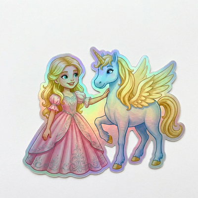 Myra Unicorn Holographic Sticker (3.71” x 3”) for Kids