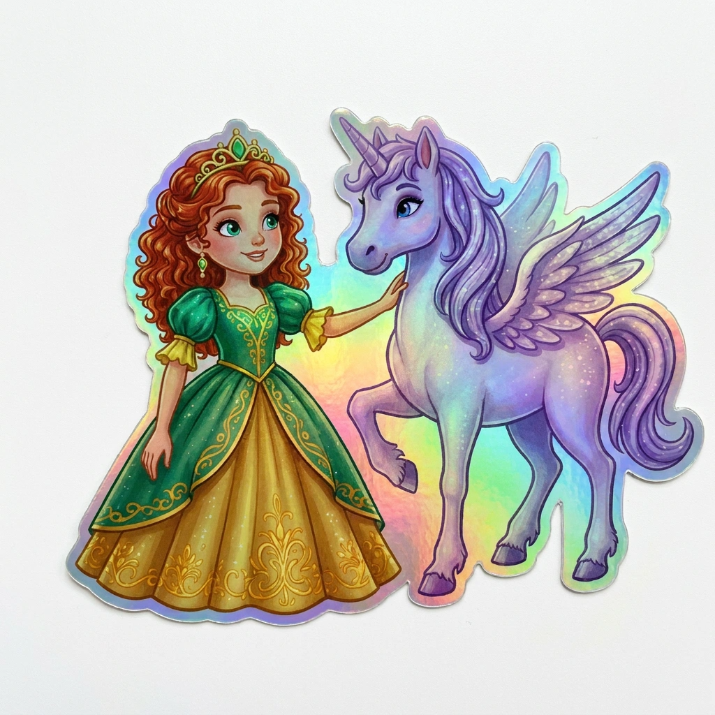 Naomi Unicorn Holographic Sticker (3.71” x 3”) for Kids