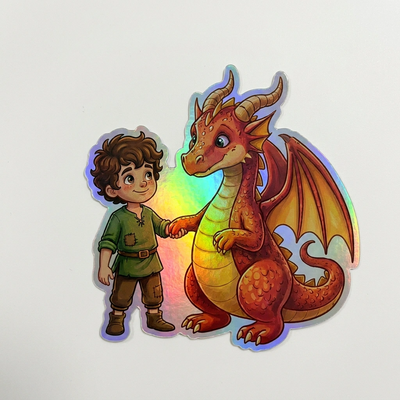 Nathan Dragon Holographic Sticker (2.98” x 3”) for Kids