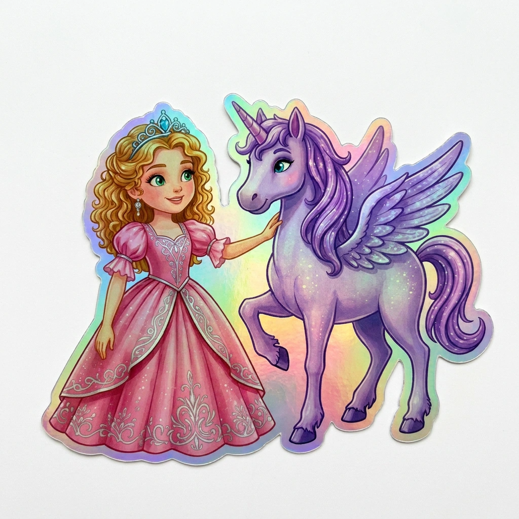 Nevaeh Unicorn Holographic Sticker (3.71” x 3”) for Kids