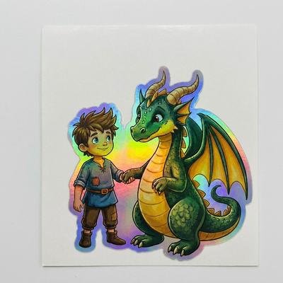 Nicholas Dragon Holographic Sticker (2.98” x 3”) for Kids