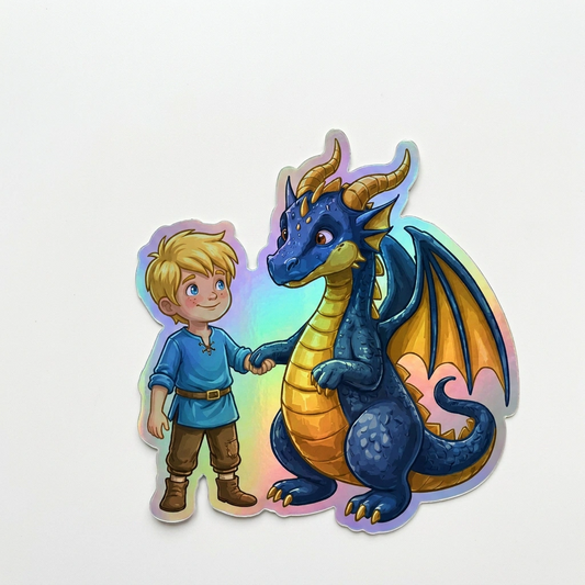 Nick Dragon Holographic Sticker (2.98” x 3”) for Kids