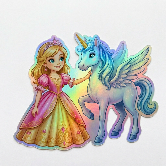 Nicole Unicorn Holographic Sticker (3.71” x 3”) for Kids