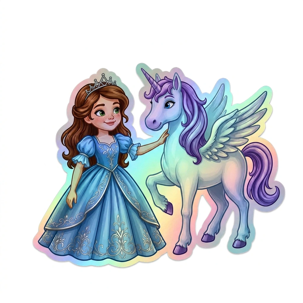 Noa Unicorn Holographic Sticker (3.71” x 3”) for Kids