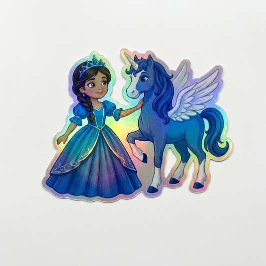 Noelle Unicorn Holographic Sticker (3.71” x 3”) for Kids