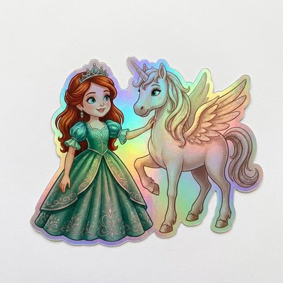 Nola Unicorn Holographic Sticker (3.71” x 3”) for Kids