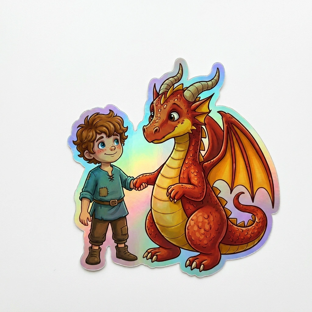 Nolan Dragon Holographic Sticker (2.98” x 3”) for Kids