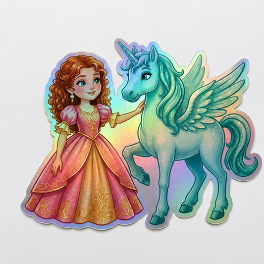 Nora Unicorn Holographic Sticker (3.71” x 3”) for Kids