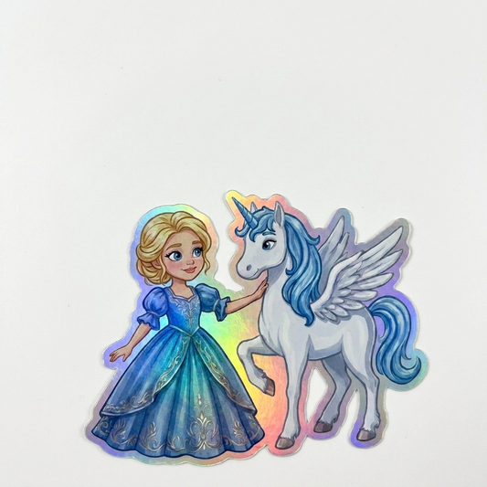 Nyla Unicorn Holographic Sticker (3.71” x 3”) for Kids