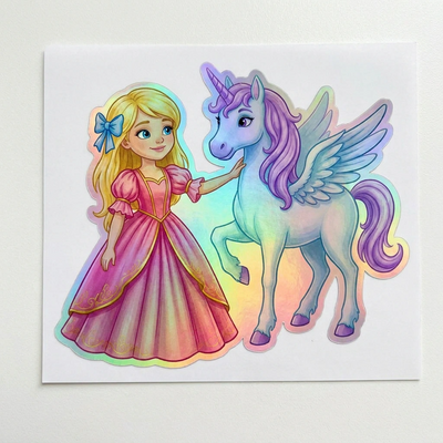 Olive Unicorn Holographic Sticker (3.71” x 3”) for Kids