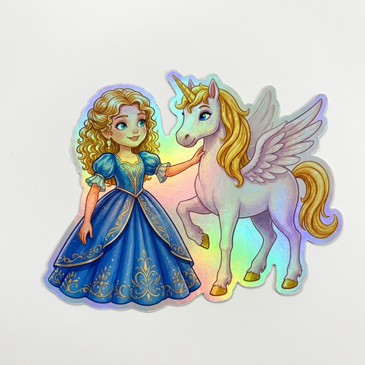 Olivia Unicorn Holographic Sticker (3.71” x 3”) for Kids