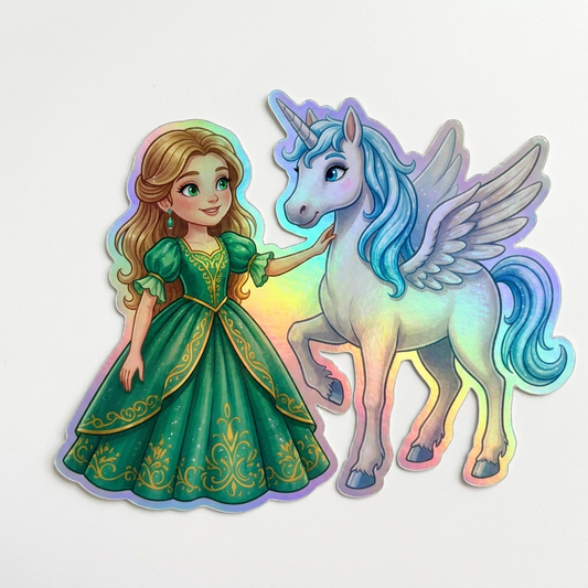 Opal Unicorn Holographic Sticker (3.71” x 3”) for Kids