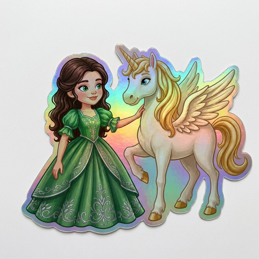 Ophelia Unicorn Holographic Sticker (3.71” x 3”) for Kids