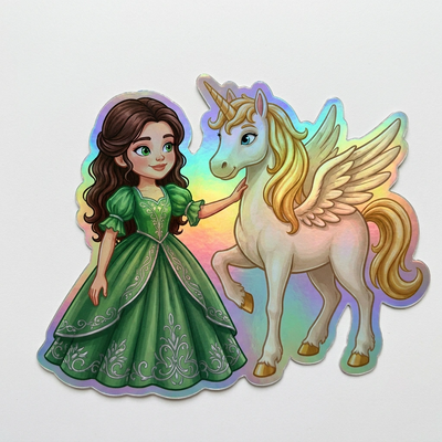 Ophelia Unicorn Holographic Sticker (3.71” x 3”) for Kids