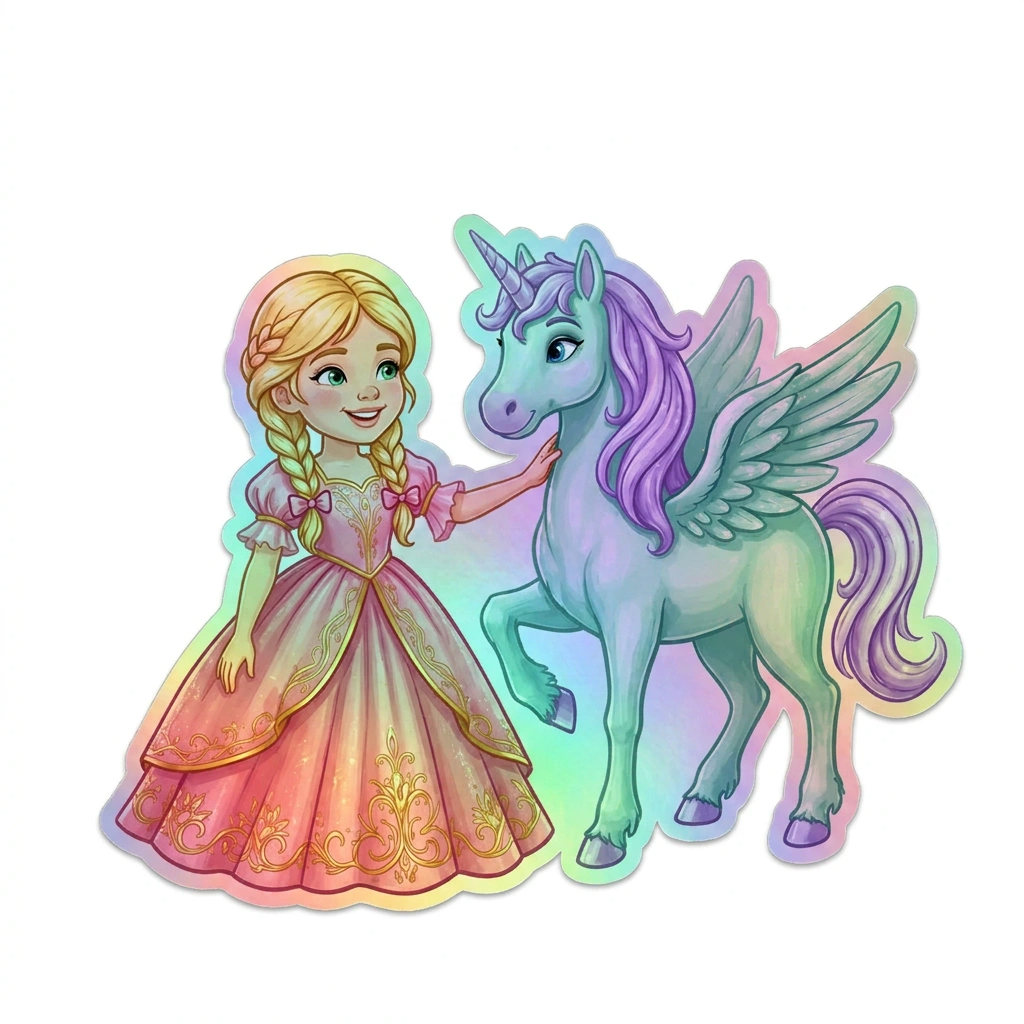 Palmer Unicorn Holographic Sticker (3.71” x 3”) for Kids