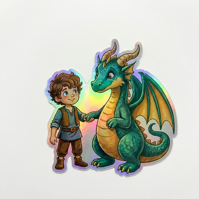 Parker Dragon Holographic Sticker (2.98” x 3”) for Kids