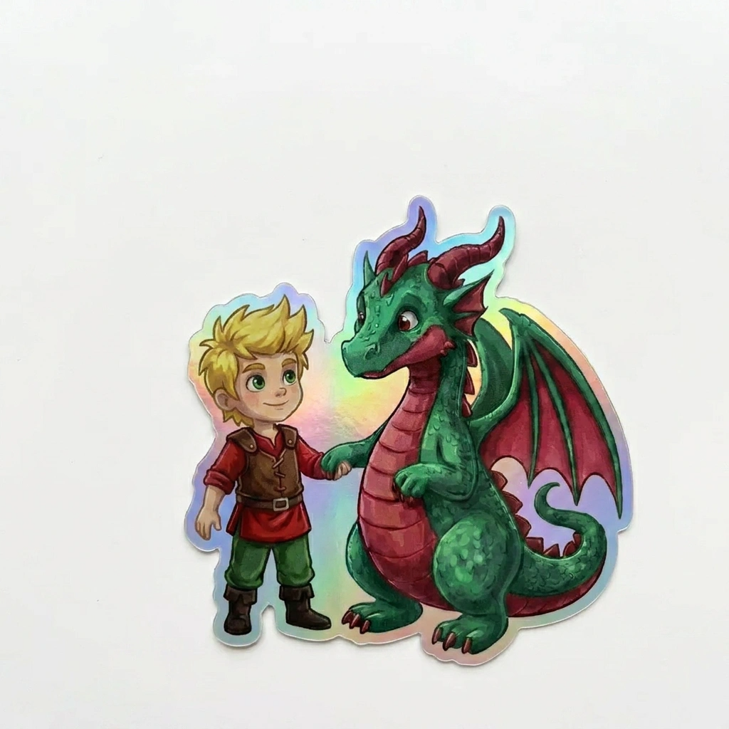 Patrick Dragon Holographic Sticker (2.98” x 3”) for Kids