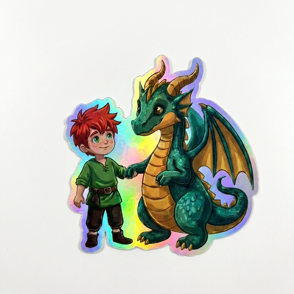 Paul Dragon Holographic Sticker (2.98” x 3”) for Kids