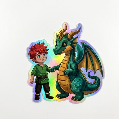 Paul Dragon Holographic Sticker (2.98” x 3”) for Kids