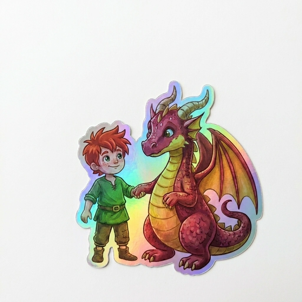Paxton Dragon Holographic Sticker (2.98” x 3”) for Kids