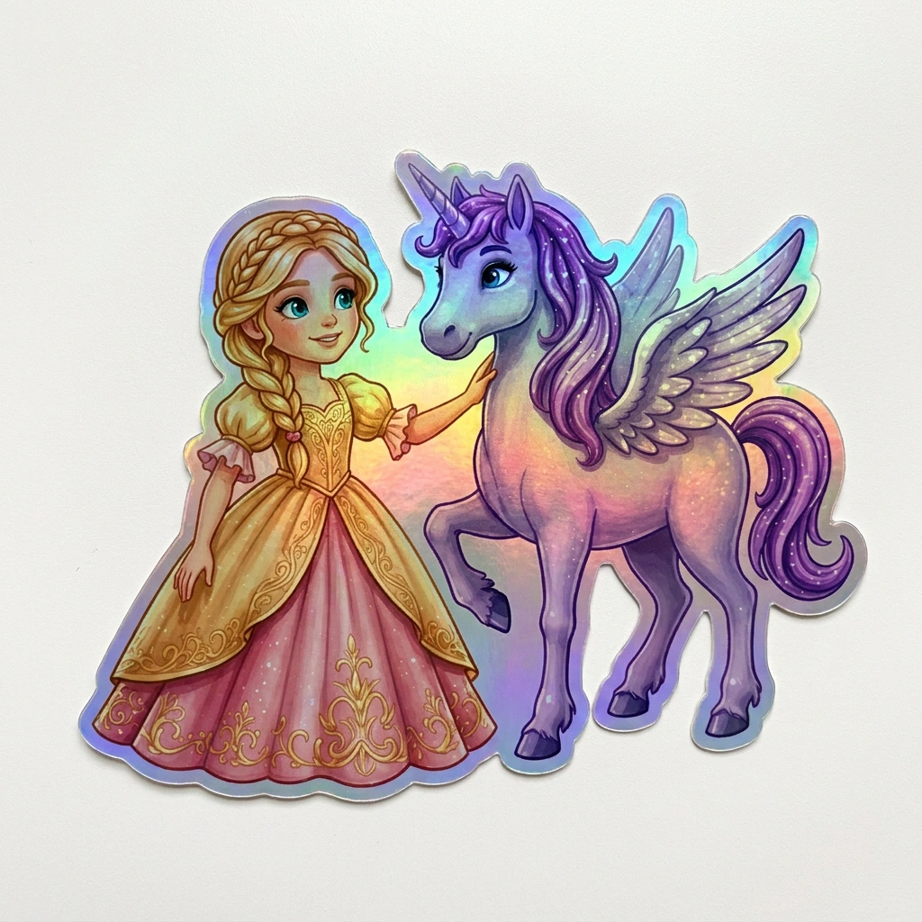Peyton Unicorn Holographic Sticker (3.71” x 3”) for Kids