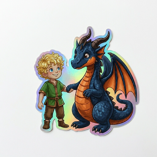 Phil Dragon Holographic Sticker (2.98” x 3”) for Kids