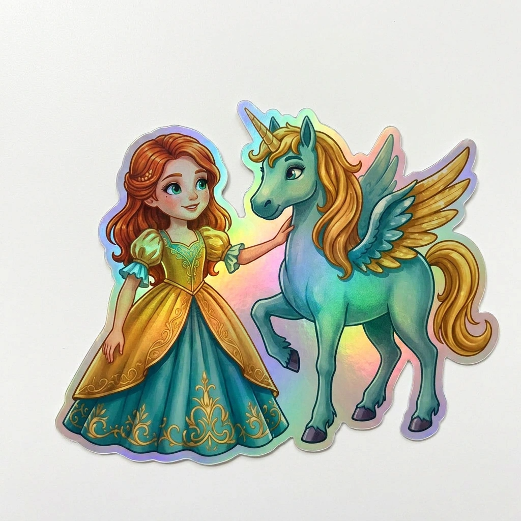 Piper Unicorn Holographic Sticker (3.71” x 3”) for Kids