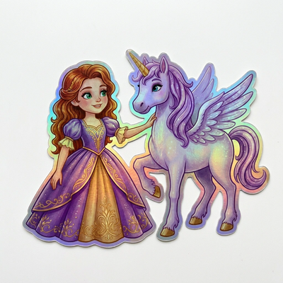 Poppy Unicorn Holographic Sticker (3.71” x 3”) for Kids