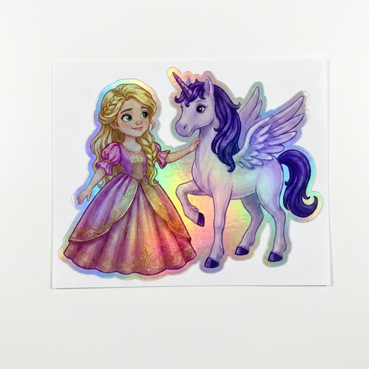 Presley Unicorn Holographic Sticker (3.71” x 3”) for Kids