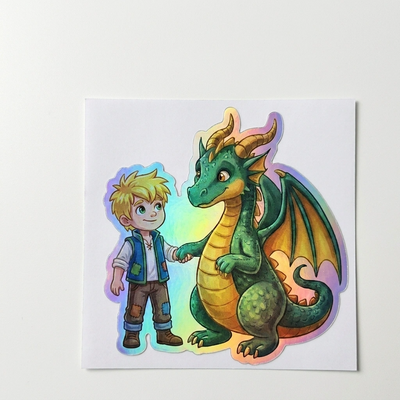 Preston Dragon Holographic Sticker (2.98” x 3”) for Kids