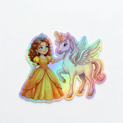 Rachel Unicorn Holographic Sticker (3.71” x 3”) for Kids
