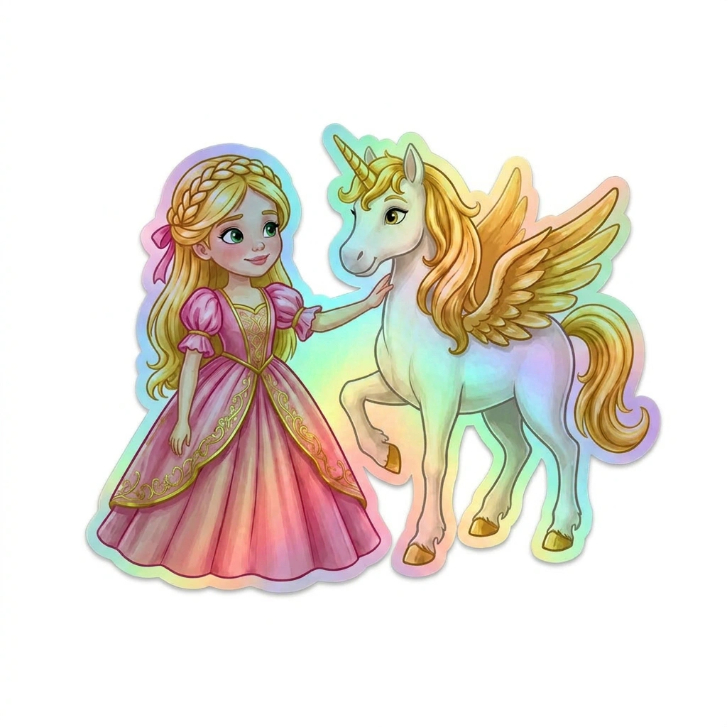 Raelynn Unicorn Holographic Sticker (3.71” x 3”) for Kids