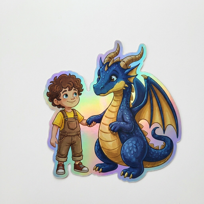 Ray Dragon Holographic Sticker (2.98” x 3”) for Kids