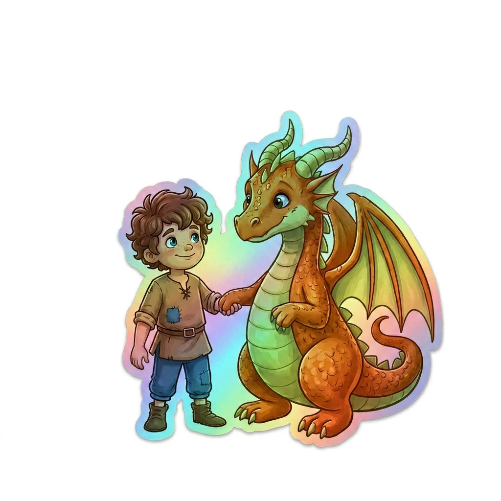 Raymond Dragon Holographic Sticker (2.98” x 3”) for Kids