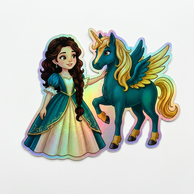Reese Unicorn Holographic Sticker (3.71” x 3”) for Kids