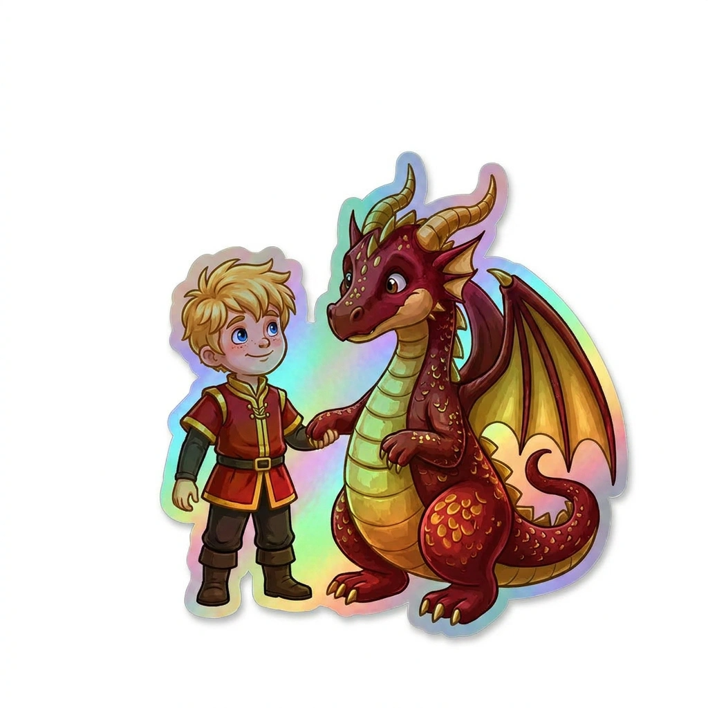 Rhett Dragon Holographic Sticker (2.98” x 3”) for Kids