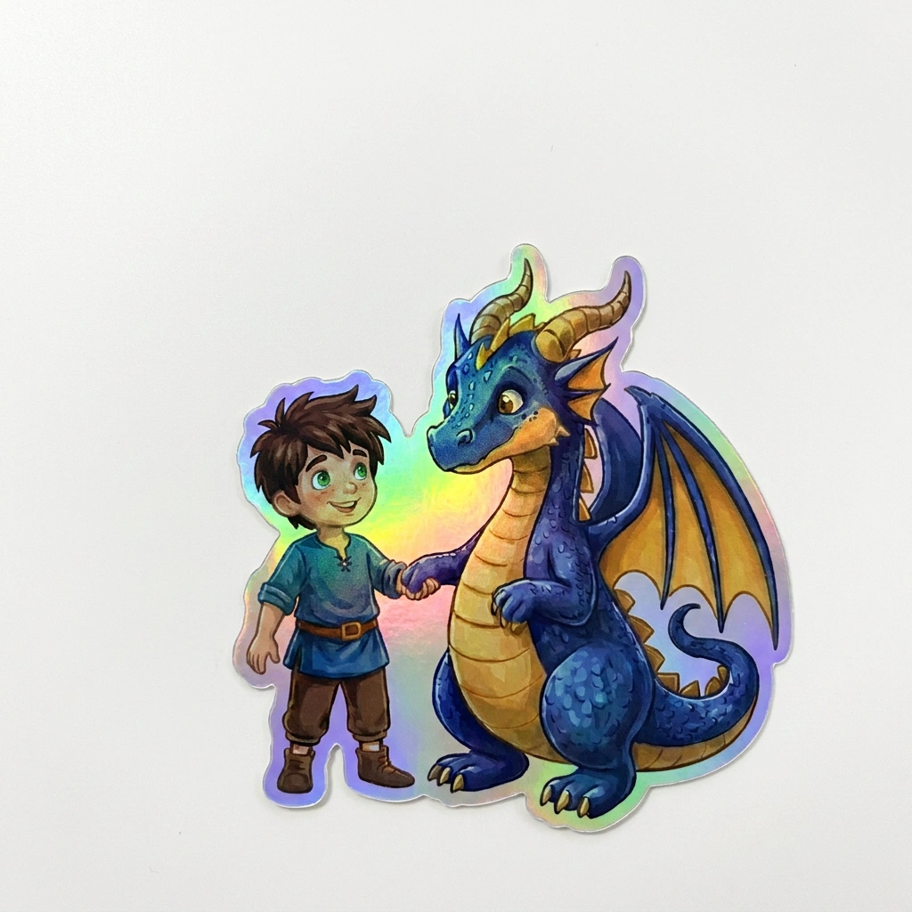 Riley Dragon Holographic Sticker (2.98” x 3”) for Kids