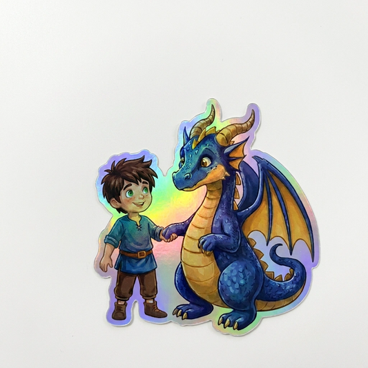 Riley Dragon Holographic Sticker (2.98” x 3”) for Kids